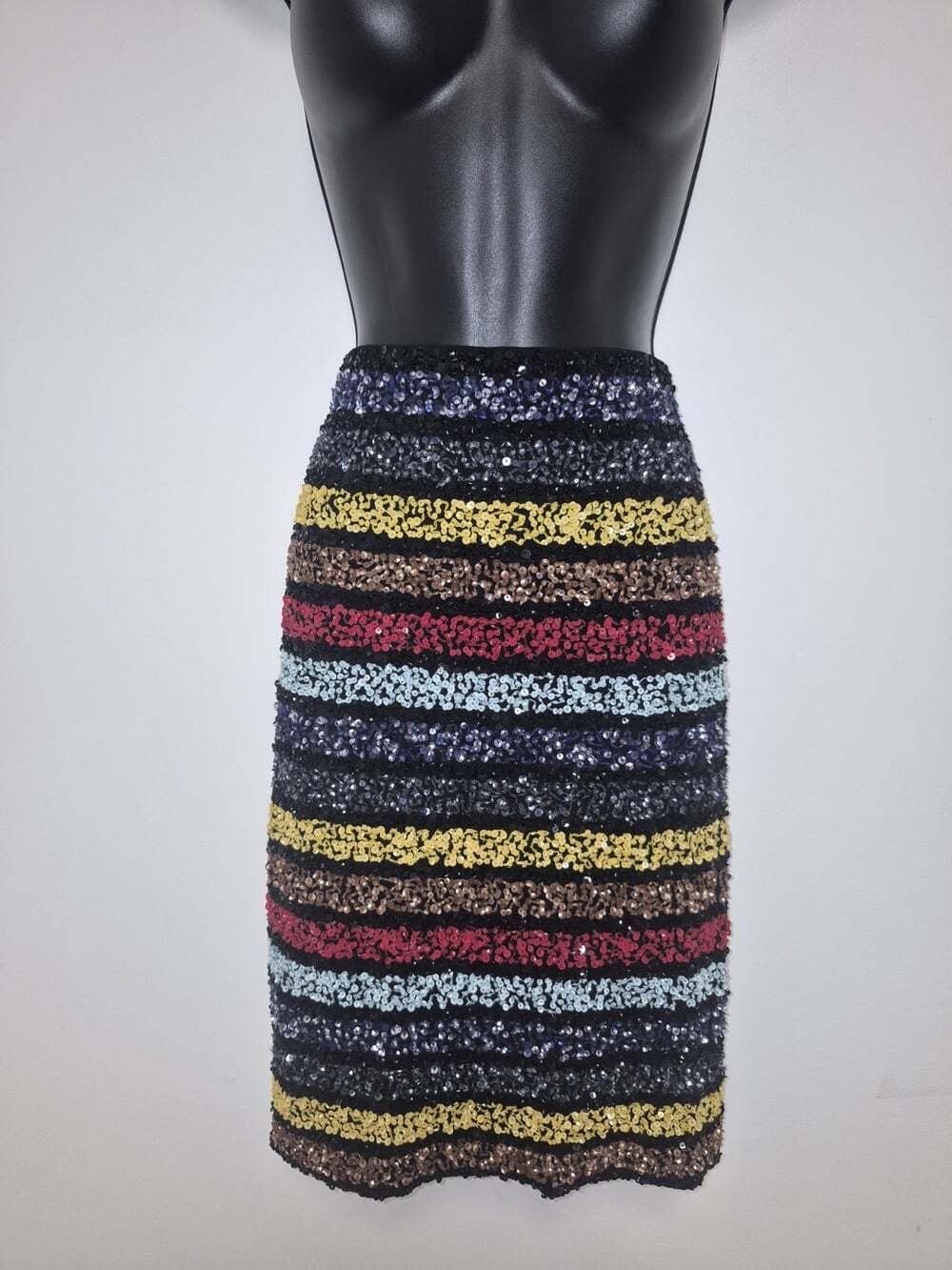 Alice + Olivia Ramos Rainbow Sequin Beaded Mini Skirt sz 2